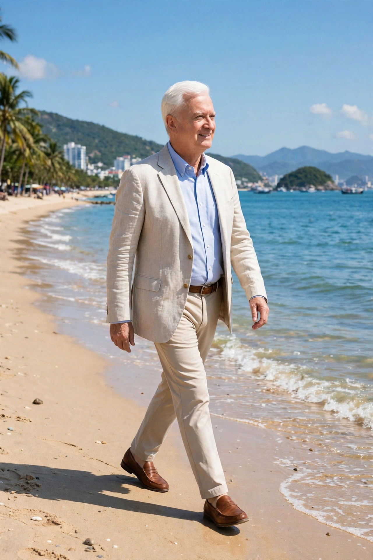 George walking on the coast in Nha Trang